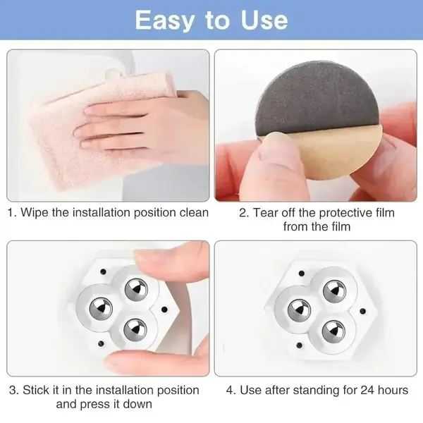 Pack of 4 Steel Furniture Moving Wheels