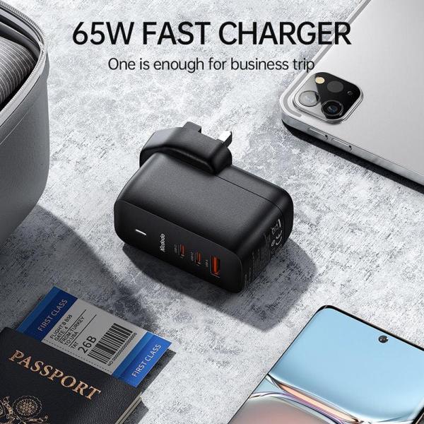 Mcdodo 65W GaN Fast Charger Dual Type C & USB with 60W Cable - Black