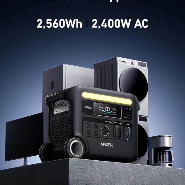 Anker SOLIX F2600 2400W Portable Power Station with LiFePO4 - Black