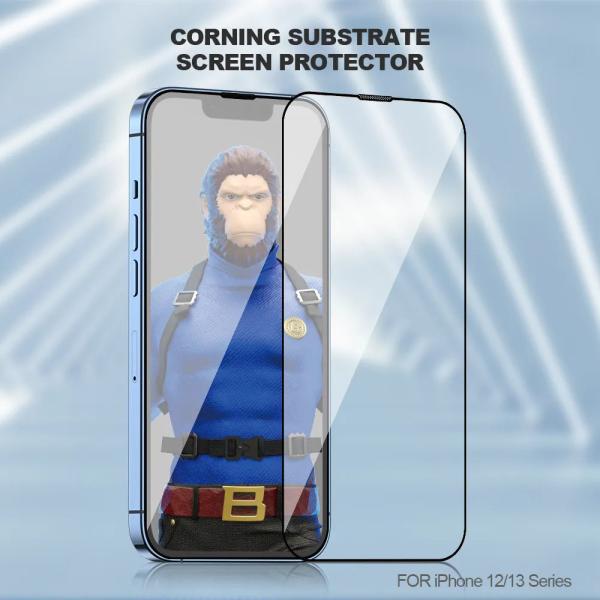 Blueo Corning Gorilla Premium HD Tempered Glass Without Applicator for series iPhone - Black