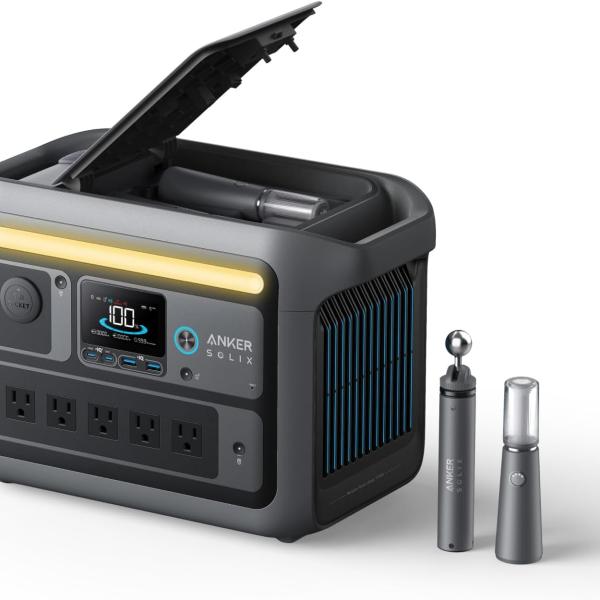 Anker SOLIX C800 Plus 1200W Portable Power Station with Camping Lights - Black