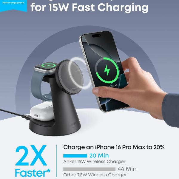 Anker MagGo 3-in-1 Wireless Charging Station – 15W Dock