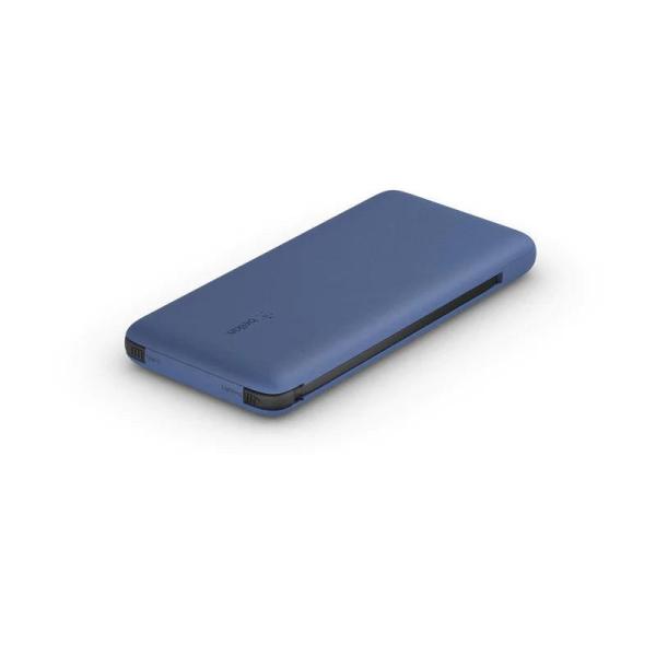 Belkin 10,000 mAh USB C Power Bank with Integrated Cables - Black & Blue
