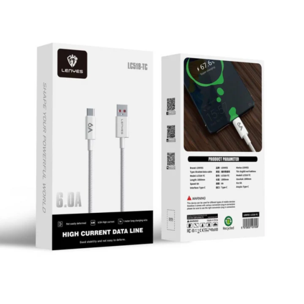 Lenyes LC518-TC 6A USB-C Cable – Braided & Super Fast