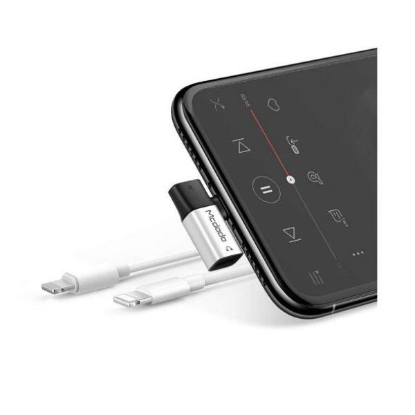 Mcdodo 2 in 1 Lightning to Dual Lightning Audio Adapter - Silver